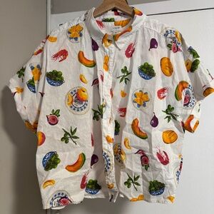 Mediterranean Print J. Crew Button up Top